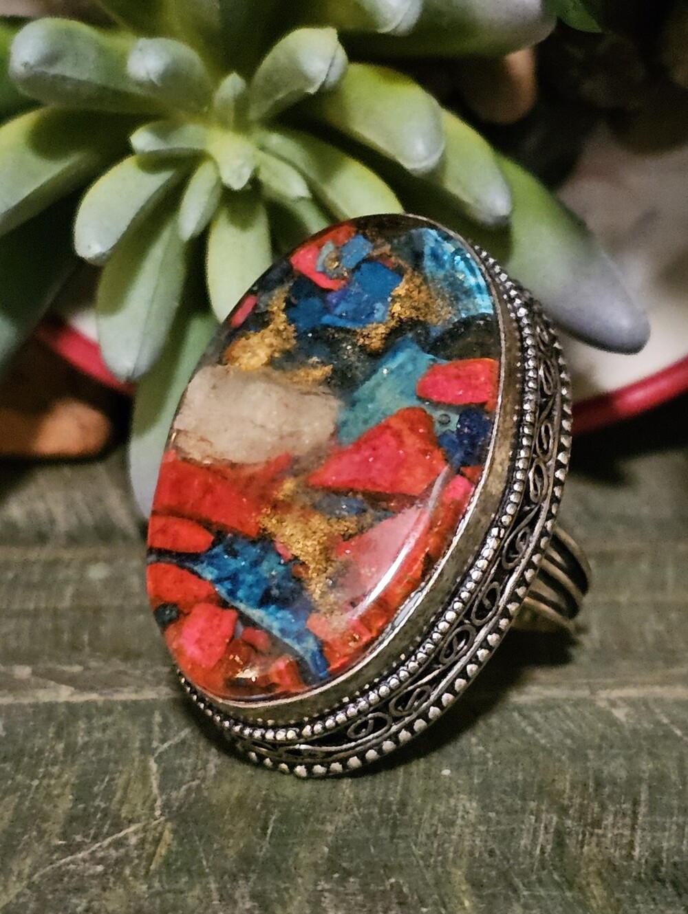 Spiny Oyster Turquoise Ring - Picture 3 of 6